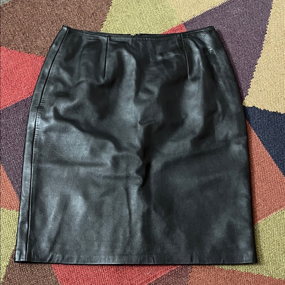 Yvonne Marie Vintage Black Leather Skirt size 4